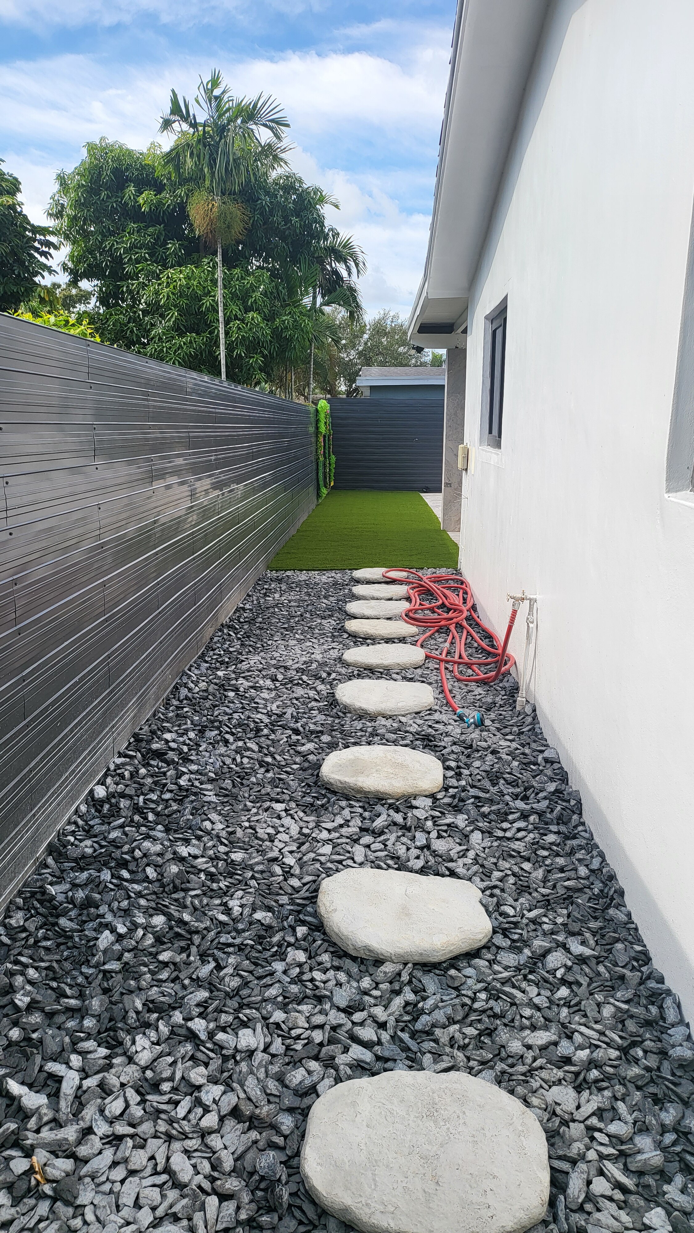 Stepping-stone path and tropical planting